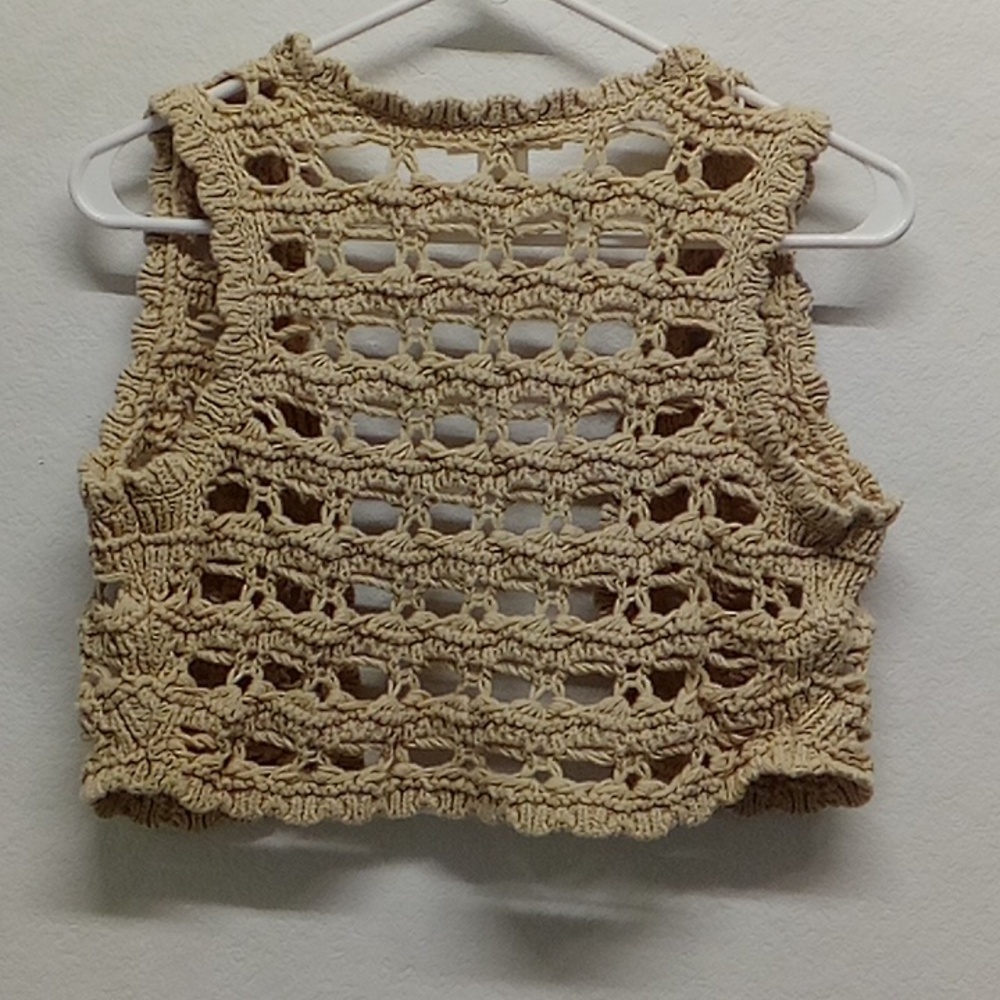 White House Black Market Boho Tan Knit Vest - Picture 4 of 4